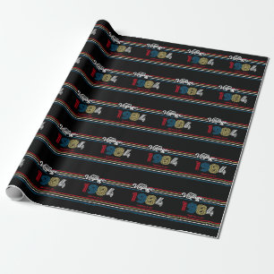 Papier Cadeau 1984 Retro Stripe Vintage âge personnalisé - Année