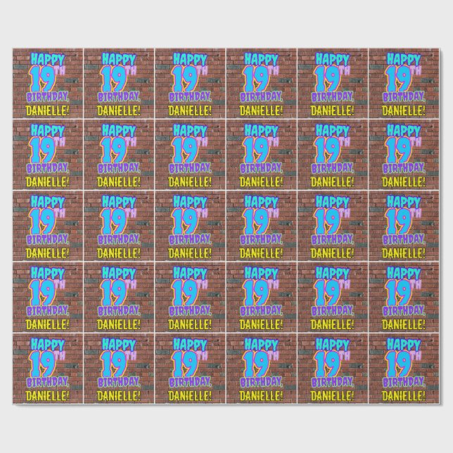 Papier Cadeau 19e anniversaire : Amusant, Graffiti urbain inspir (Plat)