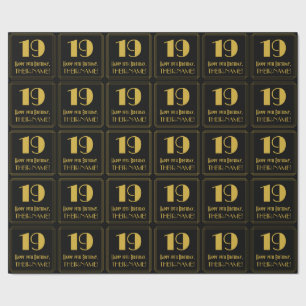 Papier Cadeau 19e anniversaire ~ Art Déco Inspiré Look "19", Nom