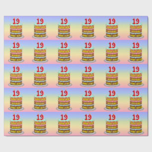 Papier Cadeau 19e anniversaire : Fun Cake and Candles + Nom pers