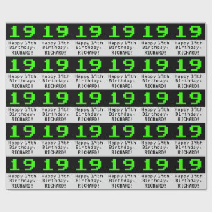 Papier Cadeau 19e anniversaire - Nerdy / Geeky Style "19" et nom