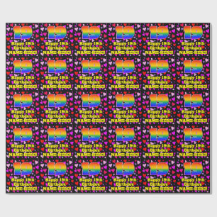 Papier Cadeau 19e Birthday: Patters de Loving Hearts, Rainbow # 