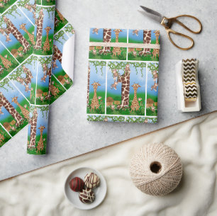 Papier Cadeau 1er anniversaire Animaux de la jungle