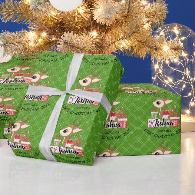 Papier Cadeau 1er Noël du bébé mignon Hiver Fawn Deer Doe (Vacances)