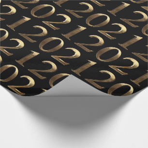 Papier Cadeau 2021 Elégant Faux Golden Numbers Black and Gold