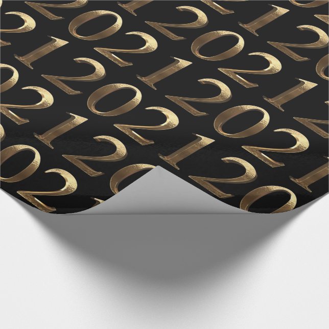 Papier Cadeau 2021 Elégant Faux Golden Numbers Black and Gold (Coin)