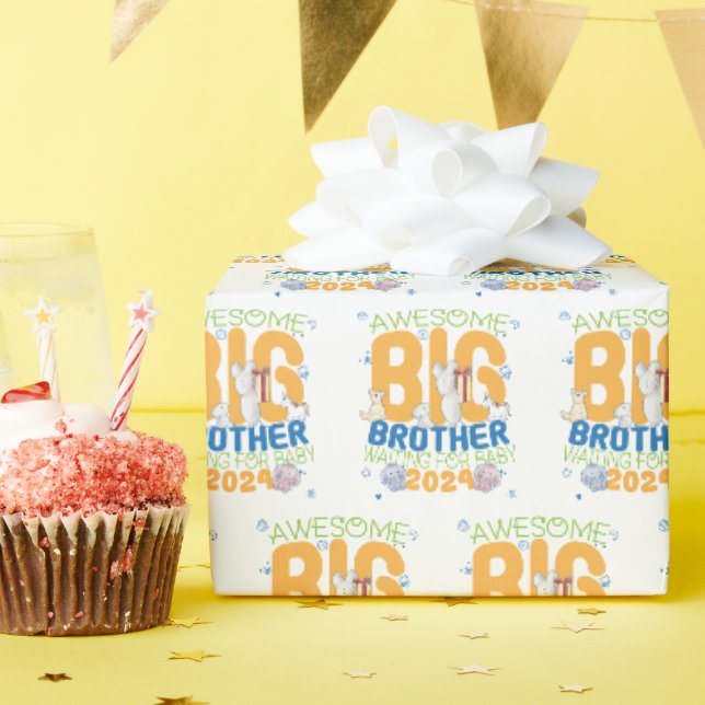 Papier Cadeau 2024 Big Brother en attente de bébé (Fête d'anniversaire)