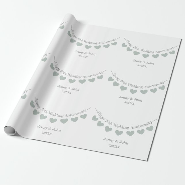 Papier Cadeau 20e anniversaire de la Chine mariage design de l'b (Déroulé)