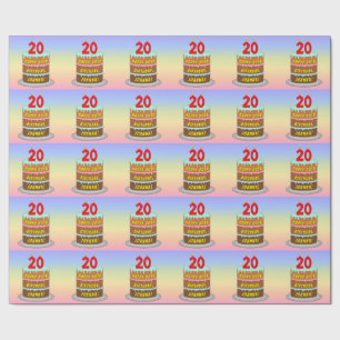 Papier Cadeau 20e anniversaire : Fun Cake and Candles + Nom pers