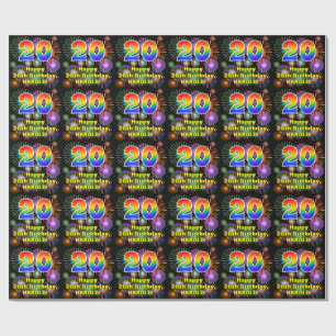 Papier Cadeau 20e anniversaire : Fun Fireworks, Rainbow Look # "