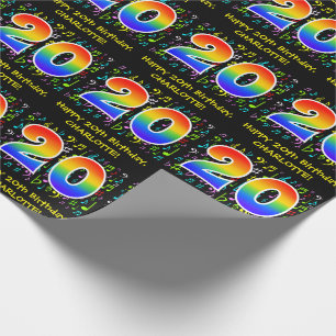Papier Cadeau 20e anniversaire : Symboles de musique colorée, A