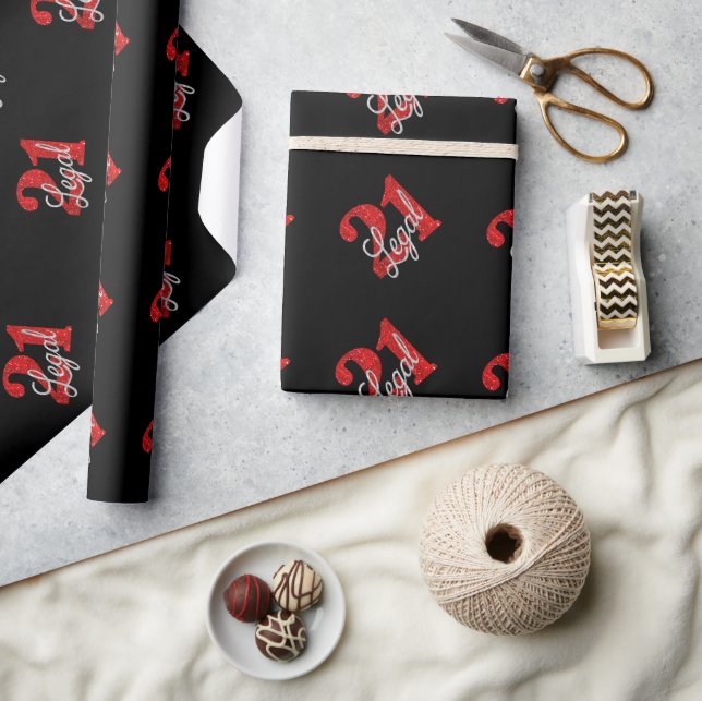 Papier Cadeau 21 et juridique | Parties scintillant Red Faux 21e (Artisanat)