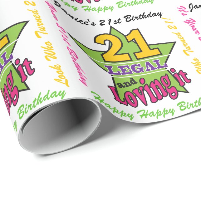 Papier Cadeau 21 juridique et l'aimant - 21ème anniversaire (Coin rond)