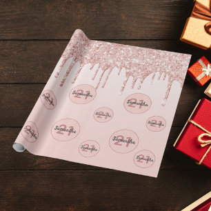 Papier Cadeau 21e anniversaire blush rose gouttes de parties sci