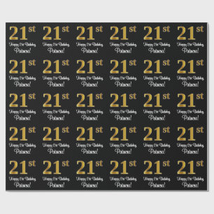 Papier Cadeau 21e anniversaire : Elégant luxe Faux Gold Look #