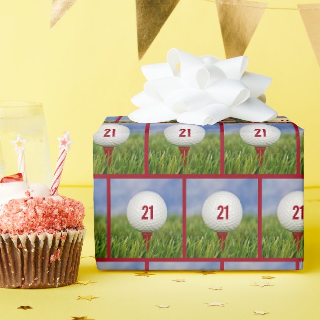 Papier Cadeau 21e anniversaire Golf Ball (Fête d'anniversaire)