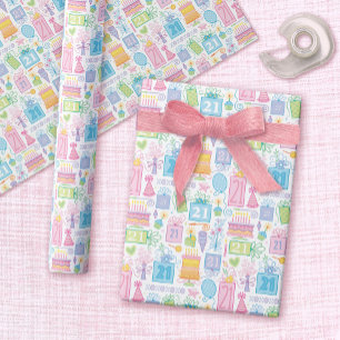 Papier Cadeau 21e anniversaire Jolie fille Floral