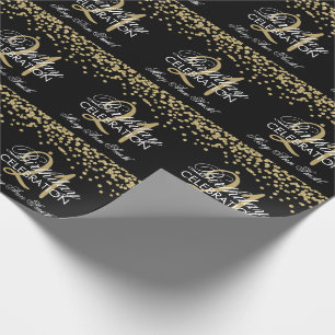 Papier Cadeau 21ème Noir d'or de confettis de parties