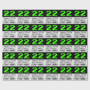 Papier Cadeau 22e anniversaire - Nerdy / Geeky Style "22" et nom