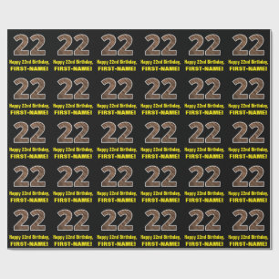 Papier Cadeau 22e anniversaire : Nom et Faux Motif de grains de 