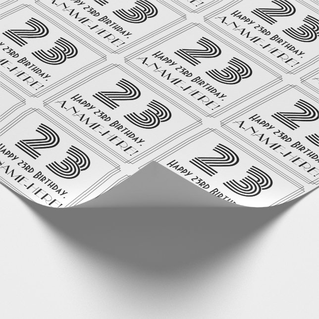 Papier Cadeau 23ème anniversaire : Art Déco Style inspiré "23" + (Coin)