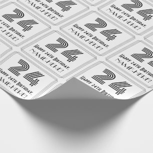 Papier Cadeau 24e anniversaire : Art Déco Style inspiré "24" + N