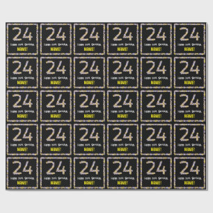 Papier Cadeau 24e anniversaire : Floral Flowers Numéro, Nom pers