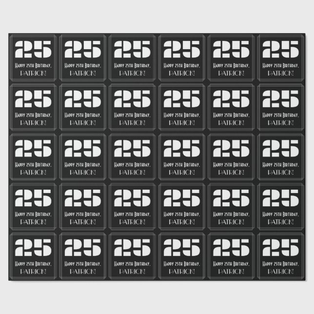 Papier Cadeau 25e anniversaire : Art Déco Inspiré Look "25" & No (Couture)