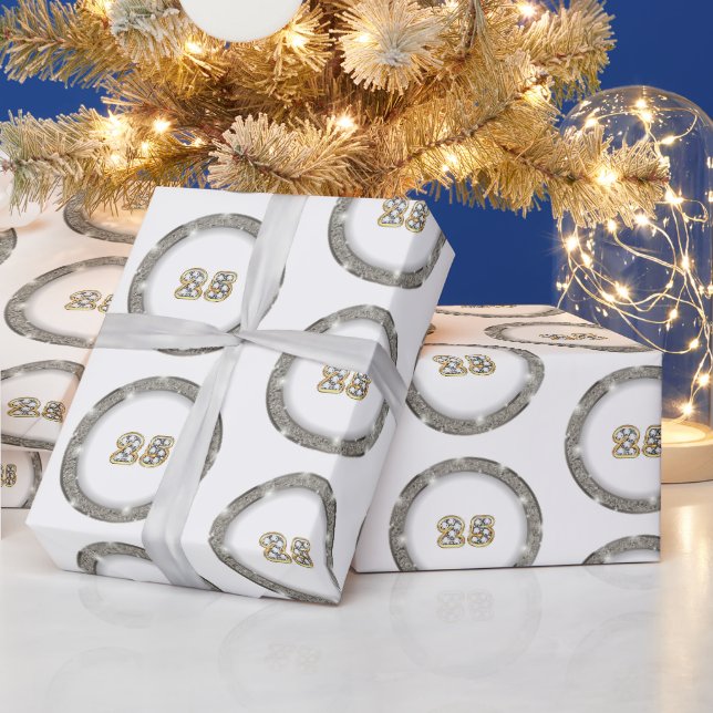 Papier Cadeau 25e anniversaire de luxe Happy Silver (Vacances)