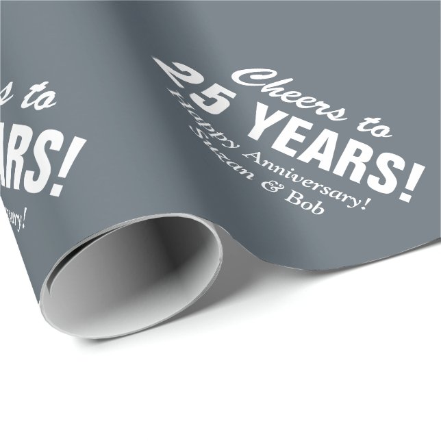 Papier Cadeau 25e anniversaire Mariage couples cadeau papier env (Coin rond)