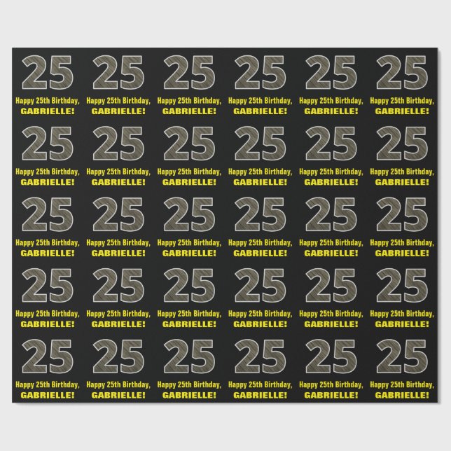 Papier Cadeau 25e anniversaire : Nom et Faux Motif de grains de  (Plat)