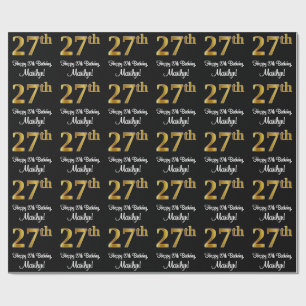 Papier Cadeau 27e anniversaire : Elégant luxe Faux Gold Look #