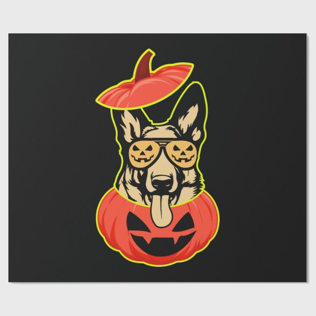 Papier Cadeau 28 German Shepherd In Scary Pumpkin Shirt Funny Cu (Plat)
