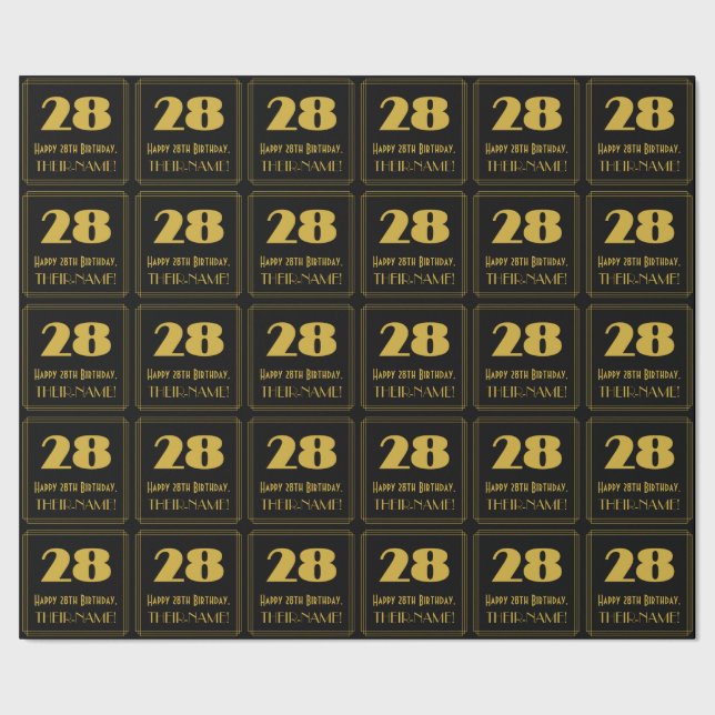 Papier Cadeau 28e anniversaire - Art Déco Inspiré Look "28" & No (Couture)