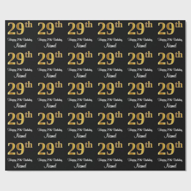 Papier Cadeau 29e anniversaire : Elégant luxe Faux Gold Look # (Plat)