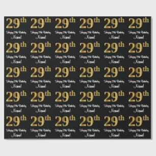 Papier Cadeau 29e anniversaire : Elégant Luxueux Faux Gold Look