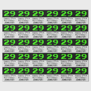 Papier Cadeau 29e anniversaire - Nerdy / Geeky Style "29" et nom