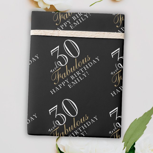 Papier Cadeau 30 et fabuleux Elegant Black 30e anniversaire (Créateur téléchargé)