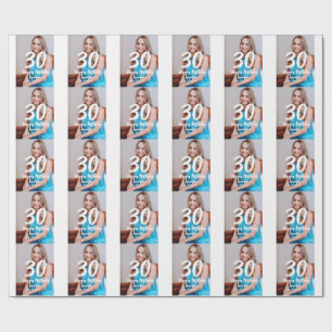 Papier Cadeau 30e anniversaire ajouter nom date année photo blan