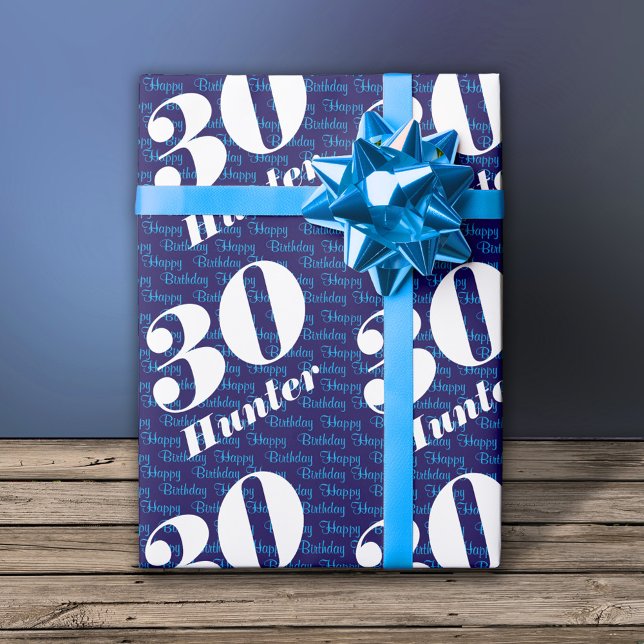 Papier Cadeau 30e anniversaire de typographie Marine (Créateur téléchargé)