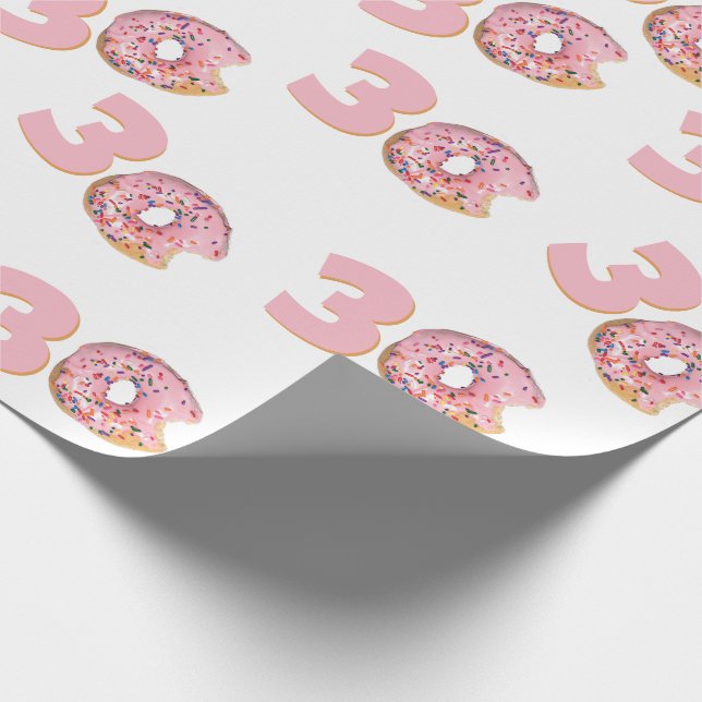 Papier Cadeau 30e anniversaire Donut rose (Coin)
