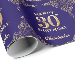 Papier Cadeau 30e anniversaire Marine Parties scintillant bleu e