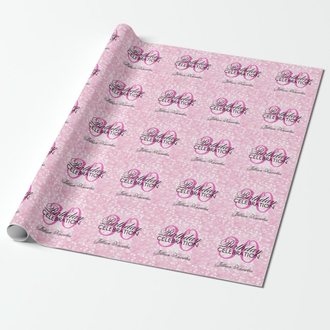 Papier Cadeau 30e anniversaire Parties scintillant rose Faux Con (Déroulé)