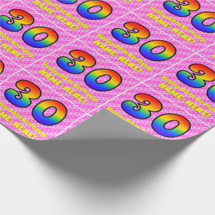 Papier Cadeau 30e anniversaire : Pink Stripes & Hearts, Arc en c