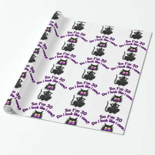 Papier Cadeau 30ème Chat d'anniversaire