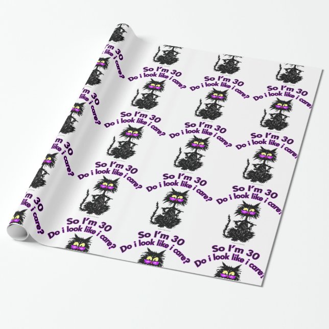 Papier Cadeau 30ème Chat d'anniversaire (Déroulé)