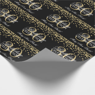 Papier Cadeau 30ème noir de confettis de parties scintillantes