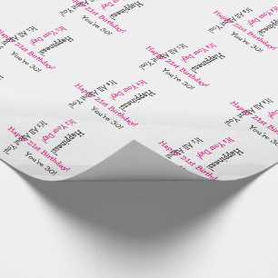 Papier Cadeau 30ème Texte d'anniversaire, rose et noir, 2