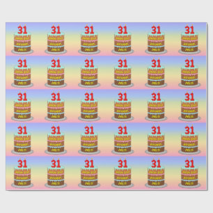 Papier Cadeau 31e anniversaire : Fun Cake and Candles + Nom pers