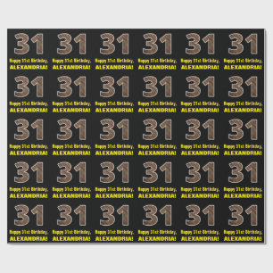 Papier Cadeau 31e anniversaire : Nom et Faux Motif de grains de 